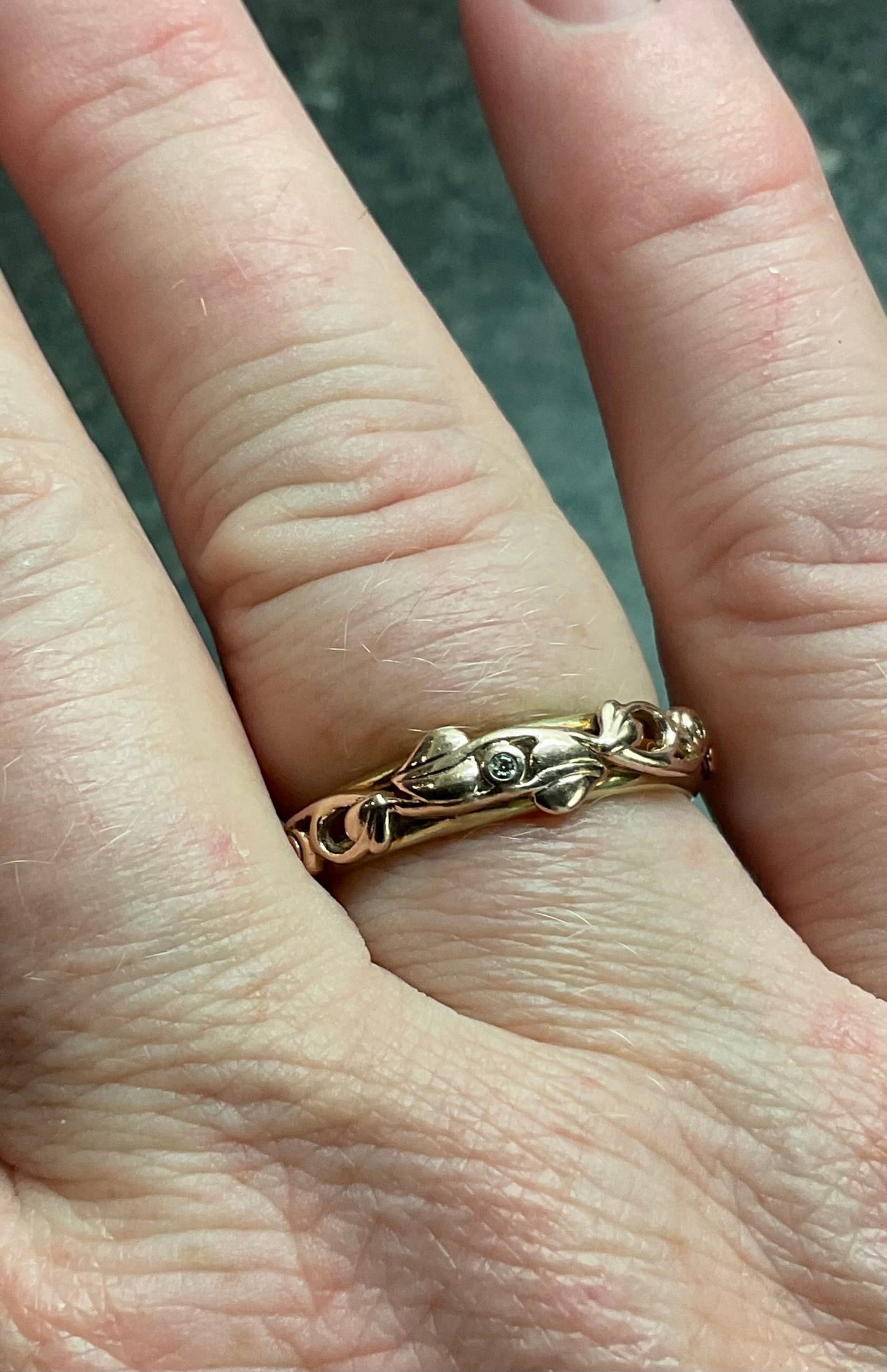 Clogau Tree of Life 3 Diamond ring size T in yellow and rose gold 3.52g