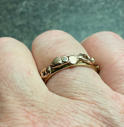 Clogau Tree of Life 3 Diamond ring size T in yellow and rose gold 3.52g