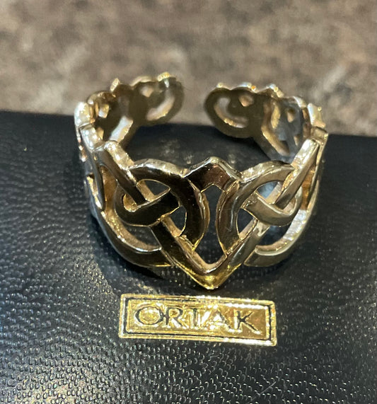 Vintage Unisex ORTAK 9ct Malcolm Gray Celtic open back ring size P 4.05g