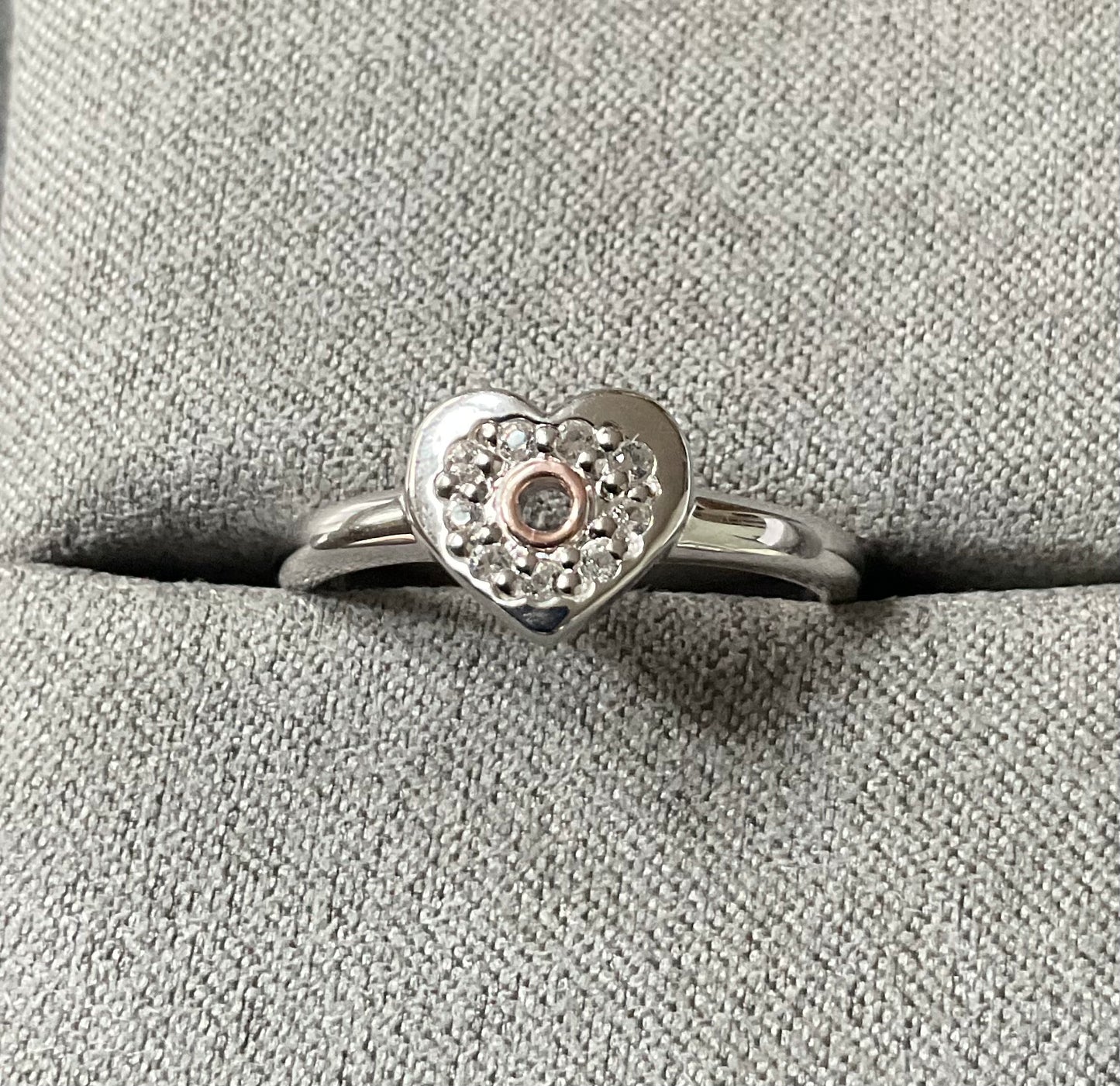 Clogau Cariad Sparkle White Topaz ring size P in silver and rose gold