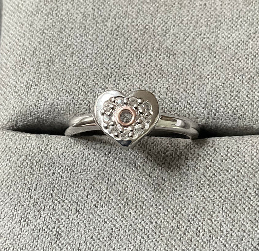 Clogau Cariad Sparkle White Topaz ring size P in silver and rose gold