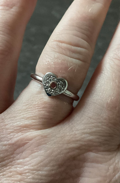Clogau Cariad Sparkle White Topaz ring size P in silver and rose gold