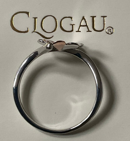 Cariad Pob Lwc Good Luck ring with white topaz in silver and rose gold sizes P and Q available