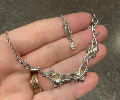 Rare Clogau Snowdon Lily Diamond silver and rose gold necklet 17” necklace