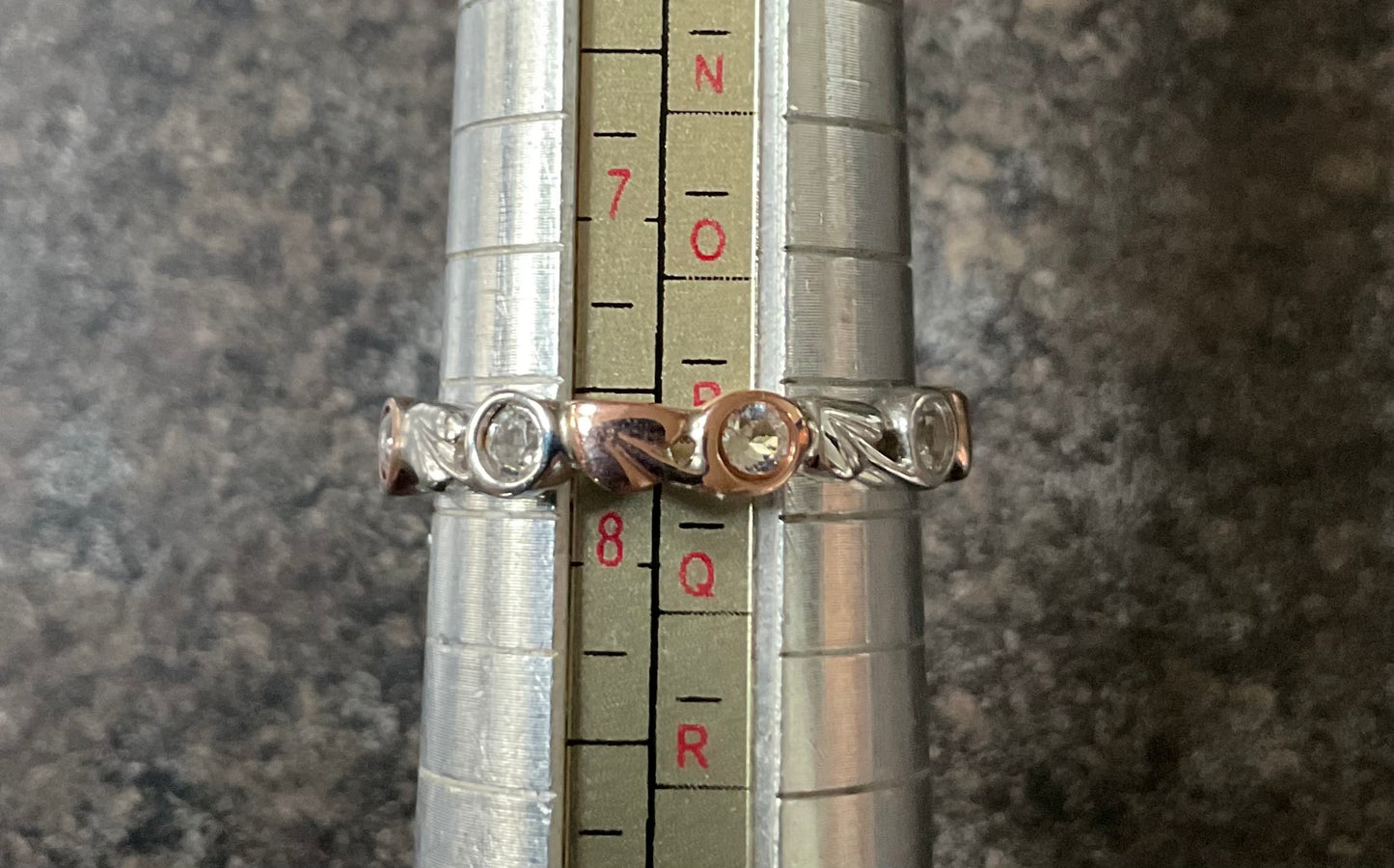 Clogau Tree of Life White Topaz stacking ring size P in silver and rose gold RRP £209