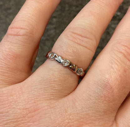 Clogau Tree of Life White Topaz stacking ring size P in silver and rose gold RRP £209