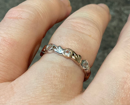 Clogau Tree of Life White Topaz stacking ring size P in silver and rose gold RRP £209