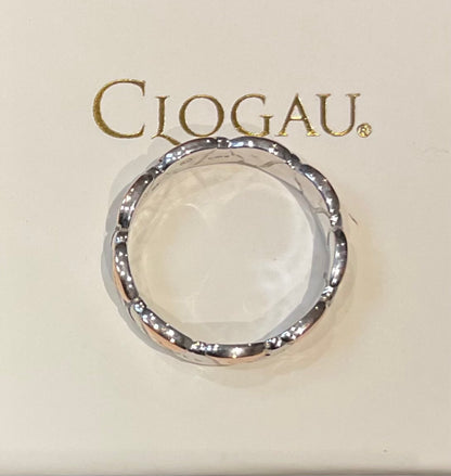 Clogau Tree of Life Two Tone alternating silver and rose gold leaf band ring size O RRP £209