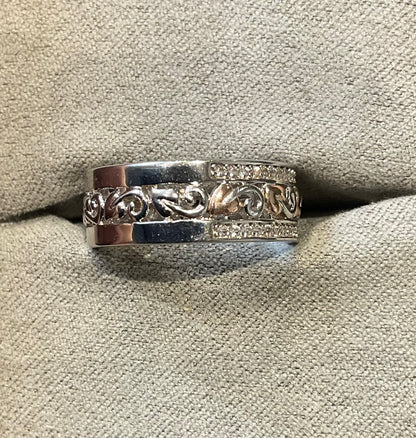 Clogau Tree of Life White Topaz Triple band ring size K in silver and rose gold RRP £219