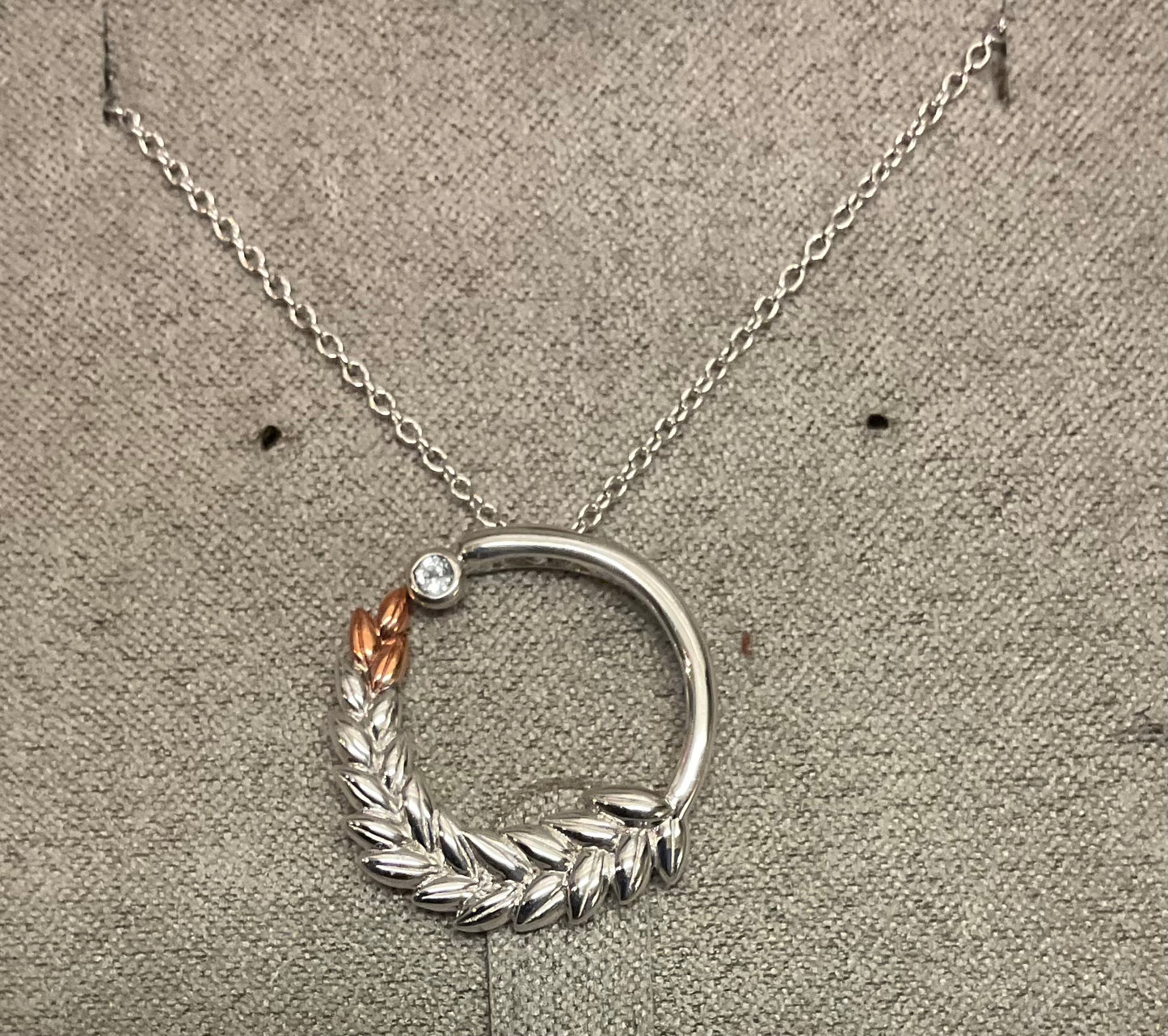 Clogau Lilibet Blue Topaz Circular necklace in silver and rose gold 18-22”