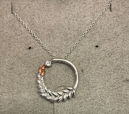 Clogau Lilibet Blue Topaz Circular necklace in silver and rose gold 18-22”