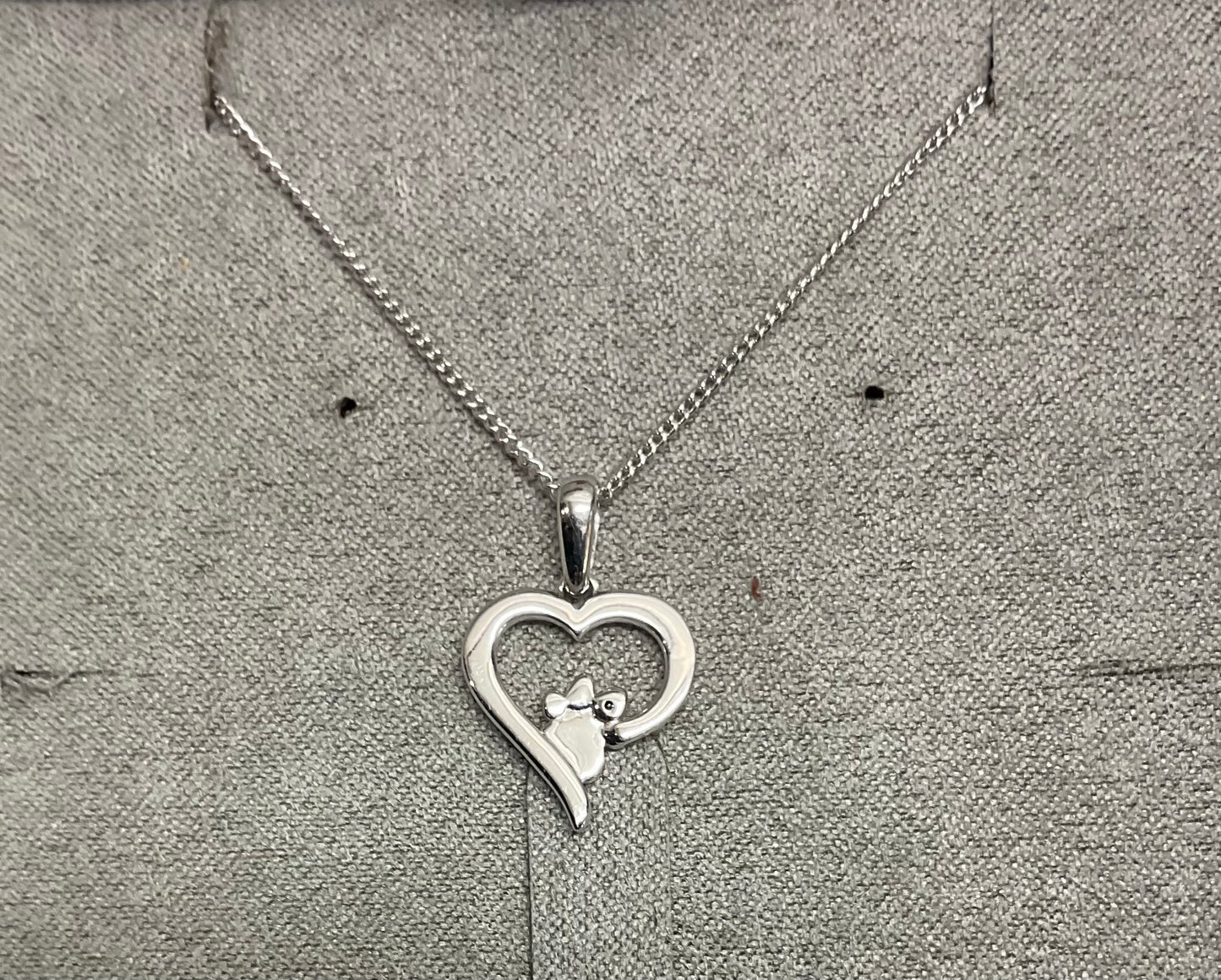 Clogau Paw Prints on my Heart White Topaz pendant necklace in silver and rose gold 18-22”