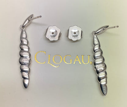 Clogau Lovers Twist White Topaz drop earrings in silver and rose gold