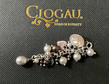 Clogau Beachcomber Peacock & Grey Pearl necklace, bracelet and charm set in silver and rose gold