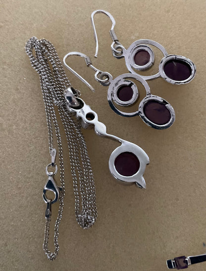 925 sterling silver necklaces and earrings with Amethyst and Amber £100 for the bundle