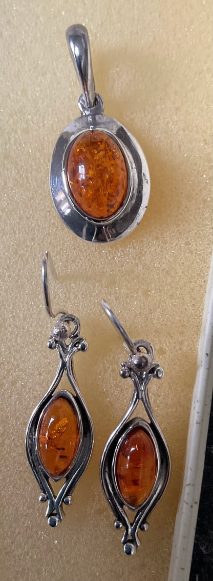925 sterling silver necklaces and earrings with Amethyst and Amber £100 for the bundle