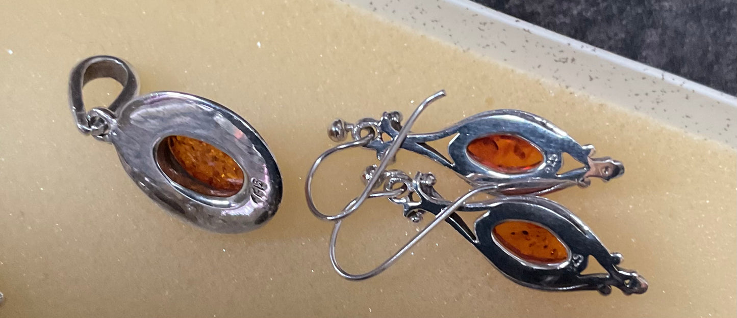 925 sterling silver necklaces and earrings with Amethyst and Amber £100 for the bundle