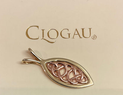 Clogau 9ct Queen Eleanor elliptical pendant in yellow and rose gold