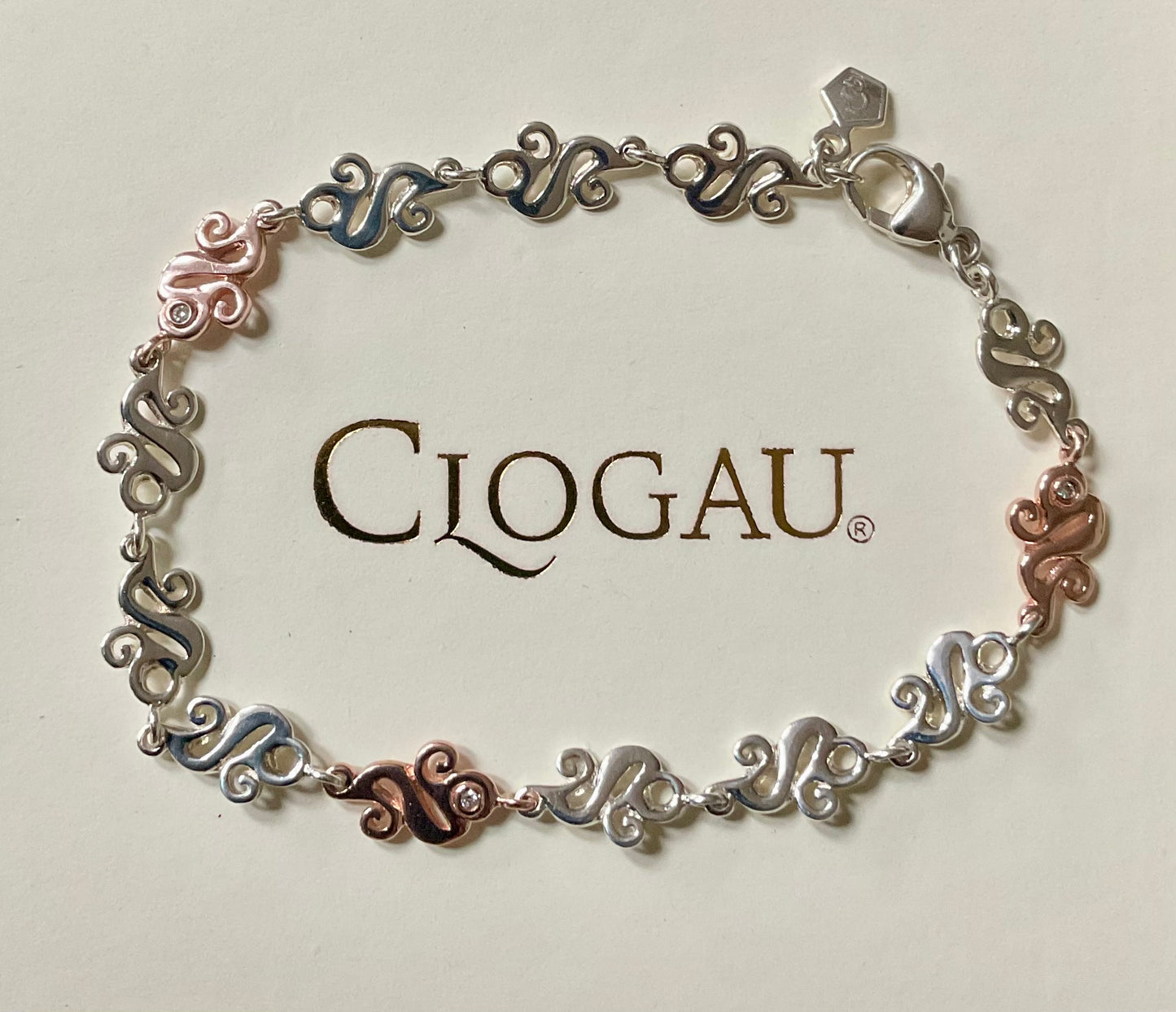 Clogau Serenade Diamond bracelet in silver and rose gold 18.5cm
