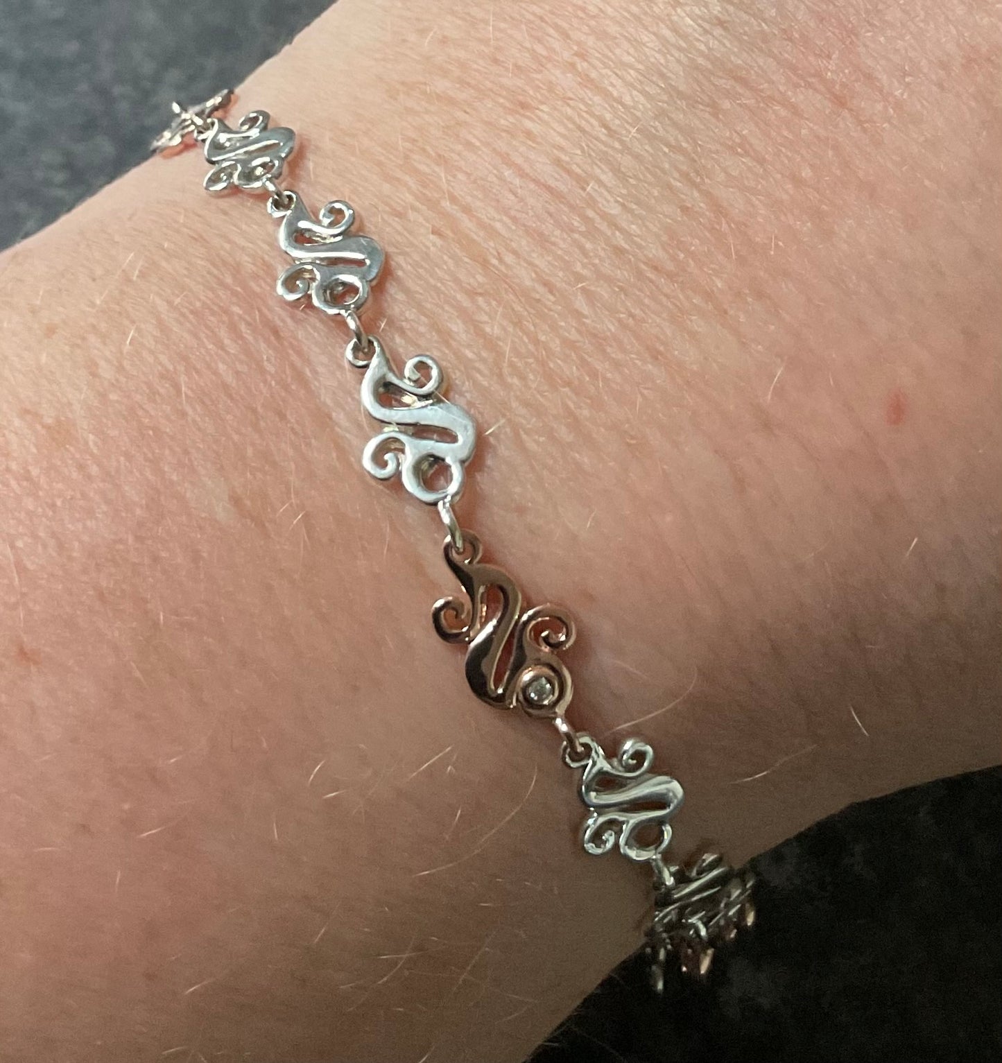 Clogau Serenade Diamond bracelet in silver and rose gold 18.5cm