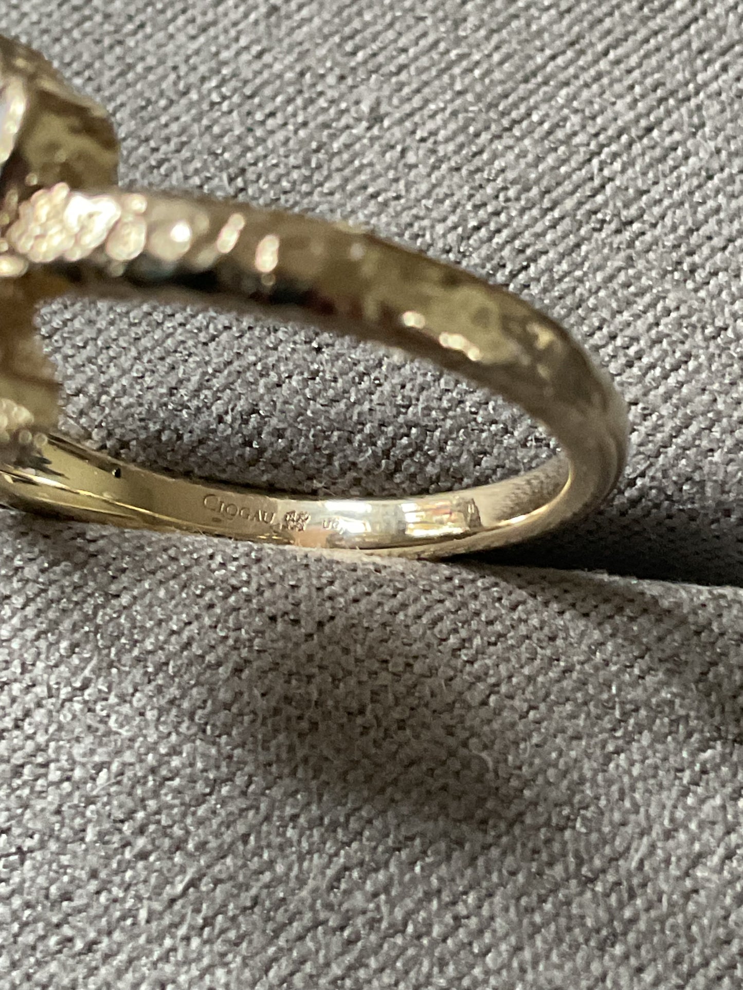 Clogau 9ct Lady of Luck Diamond and Mother of Pearl ring in yellow gold size P1/2