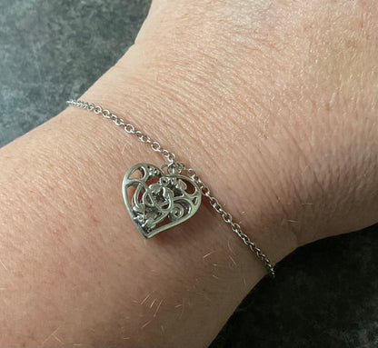 Clogau Fairy Heart charm chain bracelet in silver and rose gold 17.5-19cm