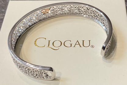 Clogau Royal Roses cuff bangle bracelet in silver and rose gold