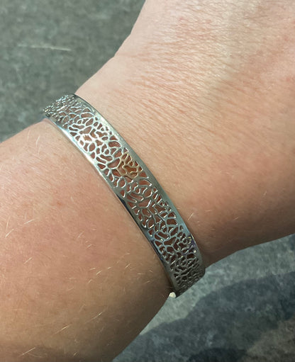 Clogau Royal Roses cuff bangle bracelet in silver and rose gold