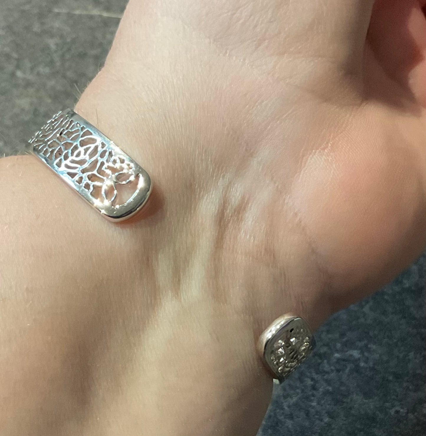 Clogau Royal Roses cuff bangle bracelet in silver and rose gold