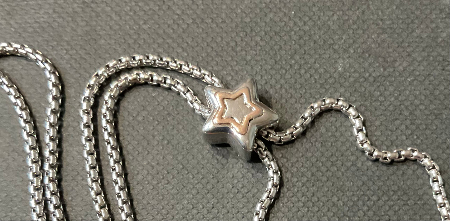 Clogau David Emanuel Star slider lariat necklace in silver and rose gold with Swarovski crystals