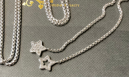 Clogau David Emanuel Star slider lariat necklace in silver and rose gold with Swarovski crystals