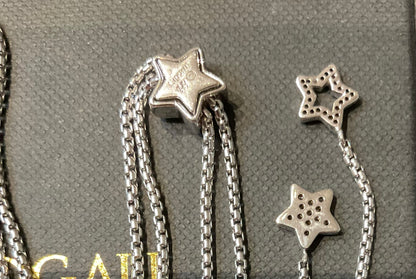 Clogau David Emanuel Star slider lariat necklace in silver and rose gold with Swarovski crystals