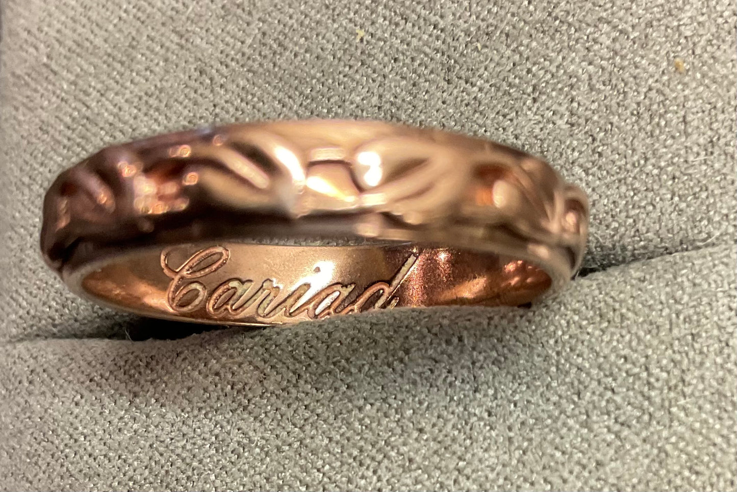 Unisex Clogau Welsh 9ct Rose Gold 5mm Tree of Life Cariad Wedding Band Ring SIZE V1/2-W
