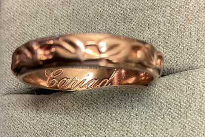 Unisex Clogau Welsh 9ct Rose Gold 5mm Tree of Life Cariad Wedding Band Ring SIZE V1/2-W