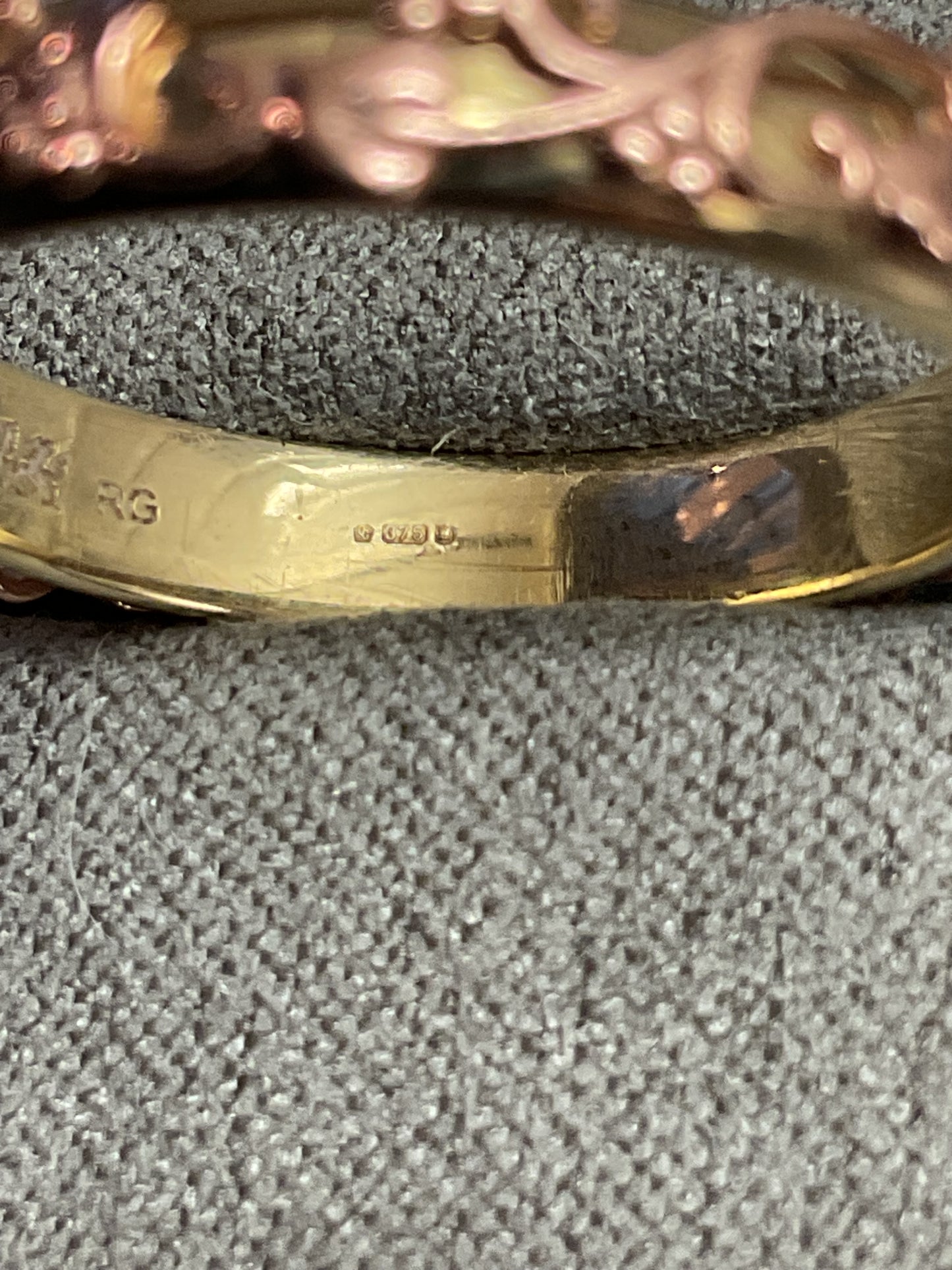 Clogau 9ct Tree of Life fine detailed band ring in yellow and rose gold size Q1/2-R