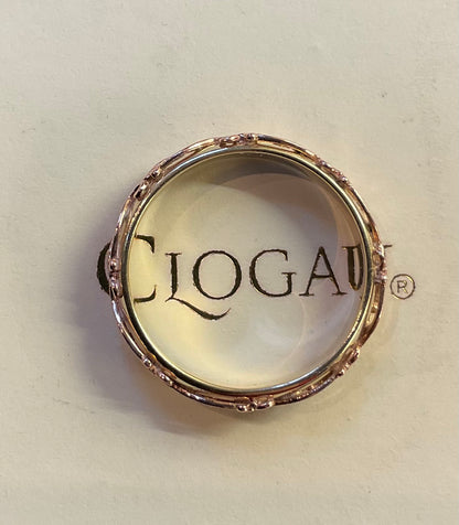 Clogau 9ct Tree of Life fine detailed band ring in yellow and rose gold size Q1/2-R