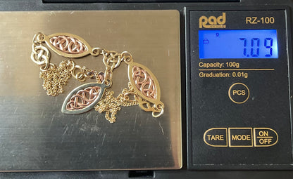 Clogau 9ct Queen Eleanor elliptical Celtic Y-drop necklace in yellow and rose gold