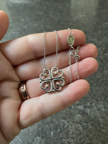 Clogau Tree of Life Hearts magnetic 18” necklace in silver and rose gold