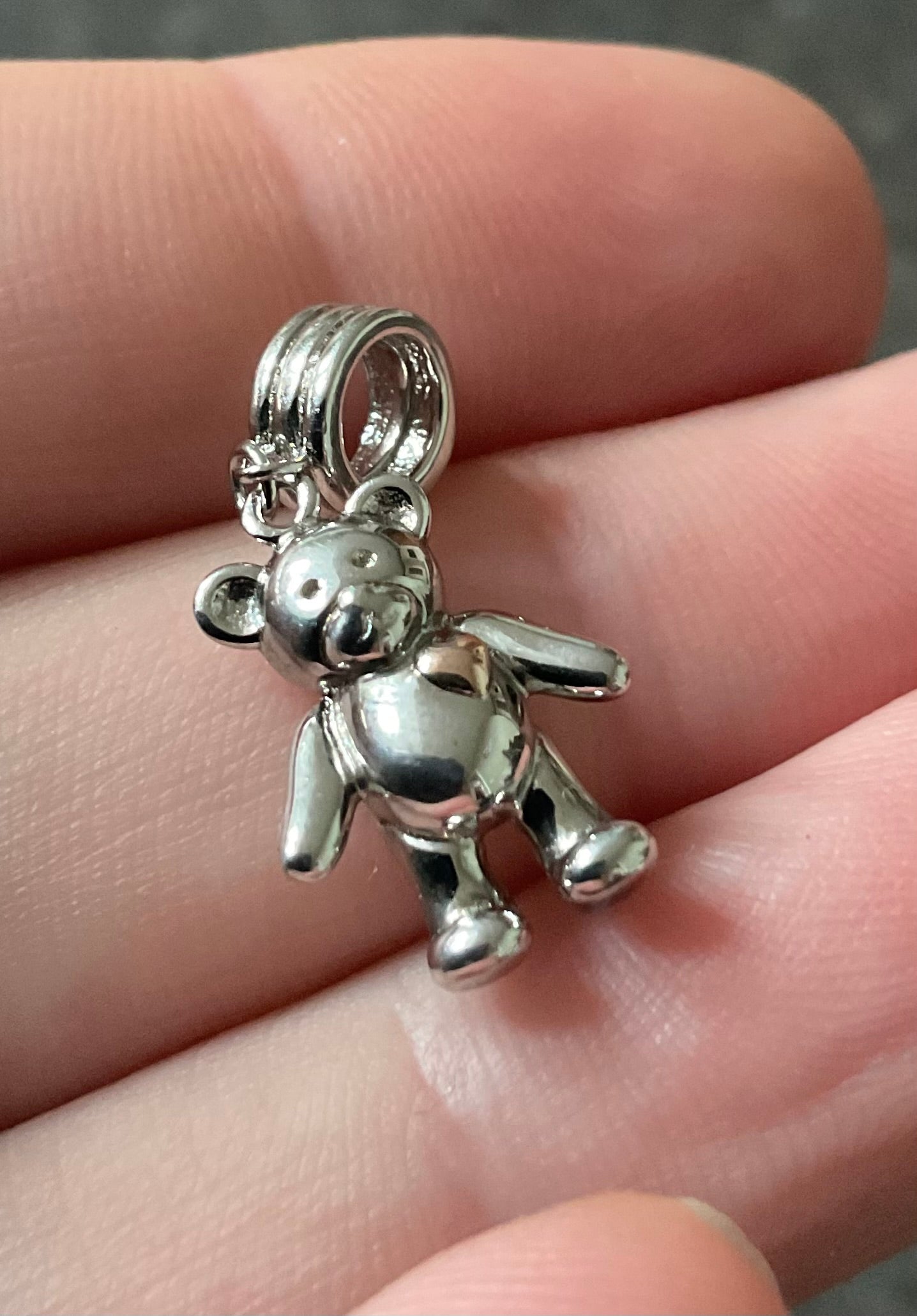 Clogau Teddy Bear Milestones charm pendant in silver and rose gold