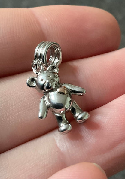 Clogau Teddy Bear Milestones charm pendant in silver and rose gold
