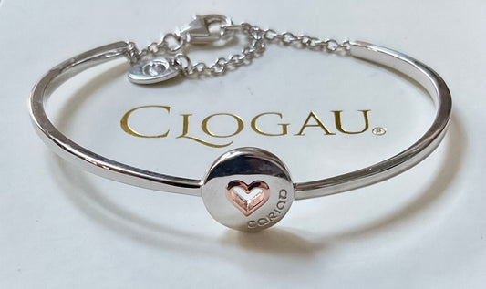 Clogau Take my Heart banglet bracelet in silver and rose gold