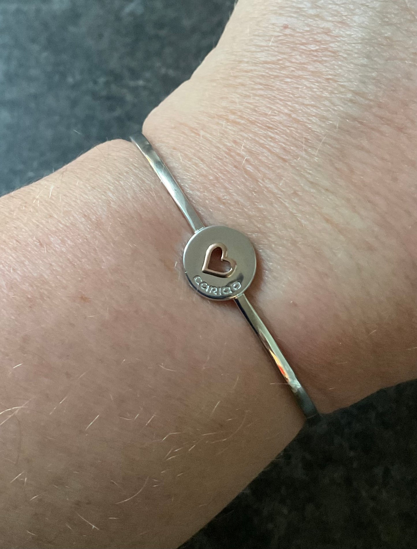 Clogau Take my Heart banglet bracelet in silver and rose gold