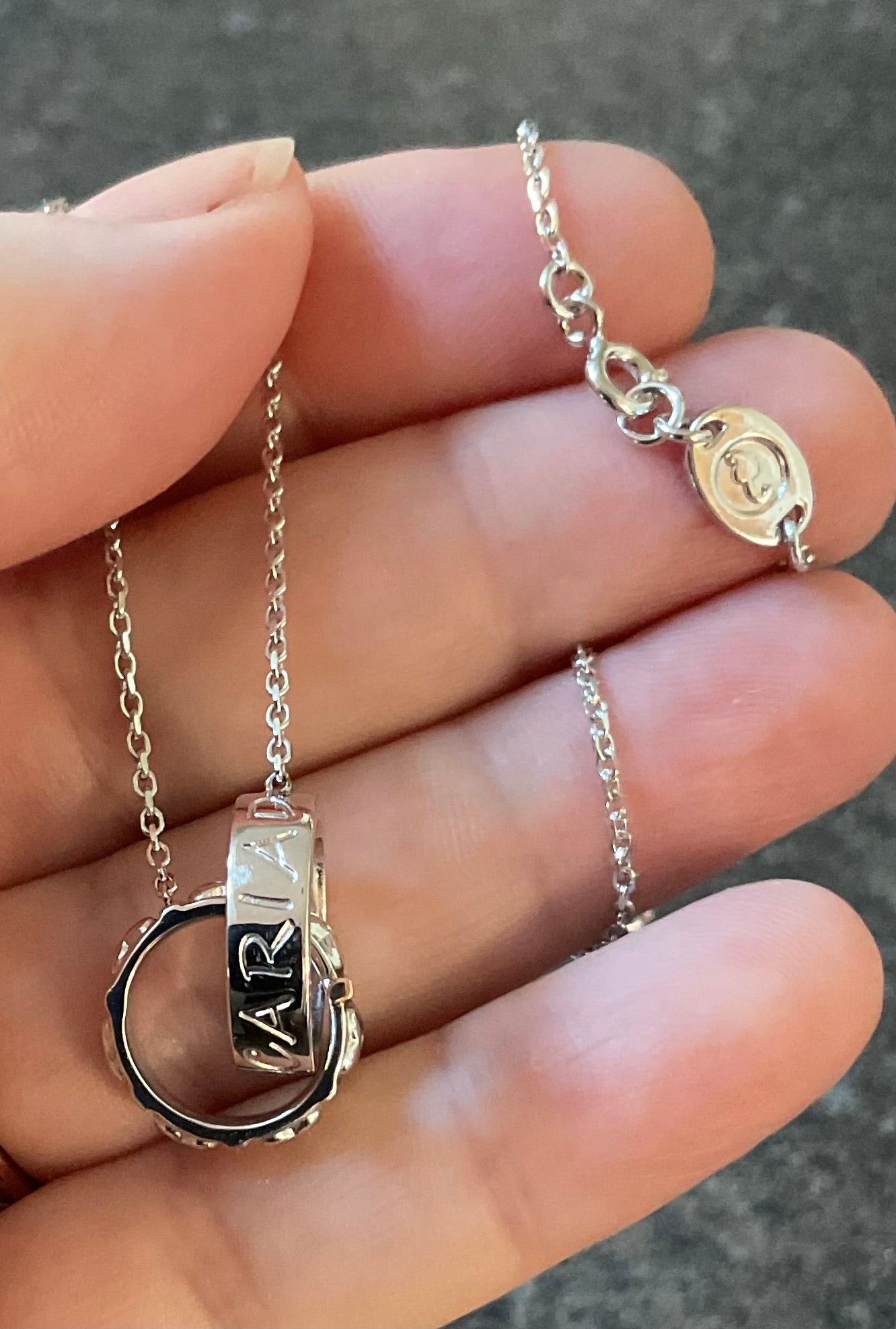 Clogau Cariad Links white topaz hearts necklace 18” in silver and rose gold