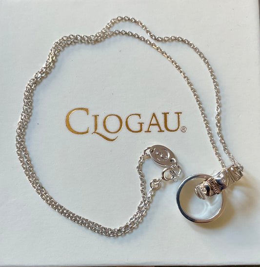 Clogau Cariad Links white topaz hearts necklace 18” in silver and rose gold