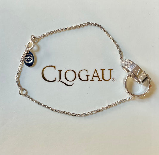 Clogau Cariad Links white topaz hearts bracelet in silver and rose gold