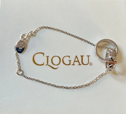 Clogau Cariad Links white topaz hearts bracelet in silver and rose gold