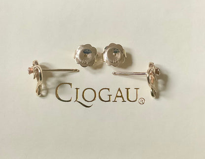 Clogau 9ct Diamond Daffodil Heart stud earrings in yellow and rose gold