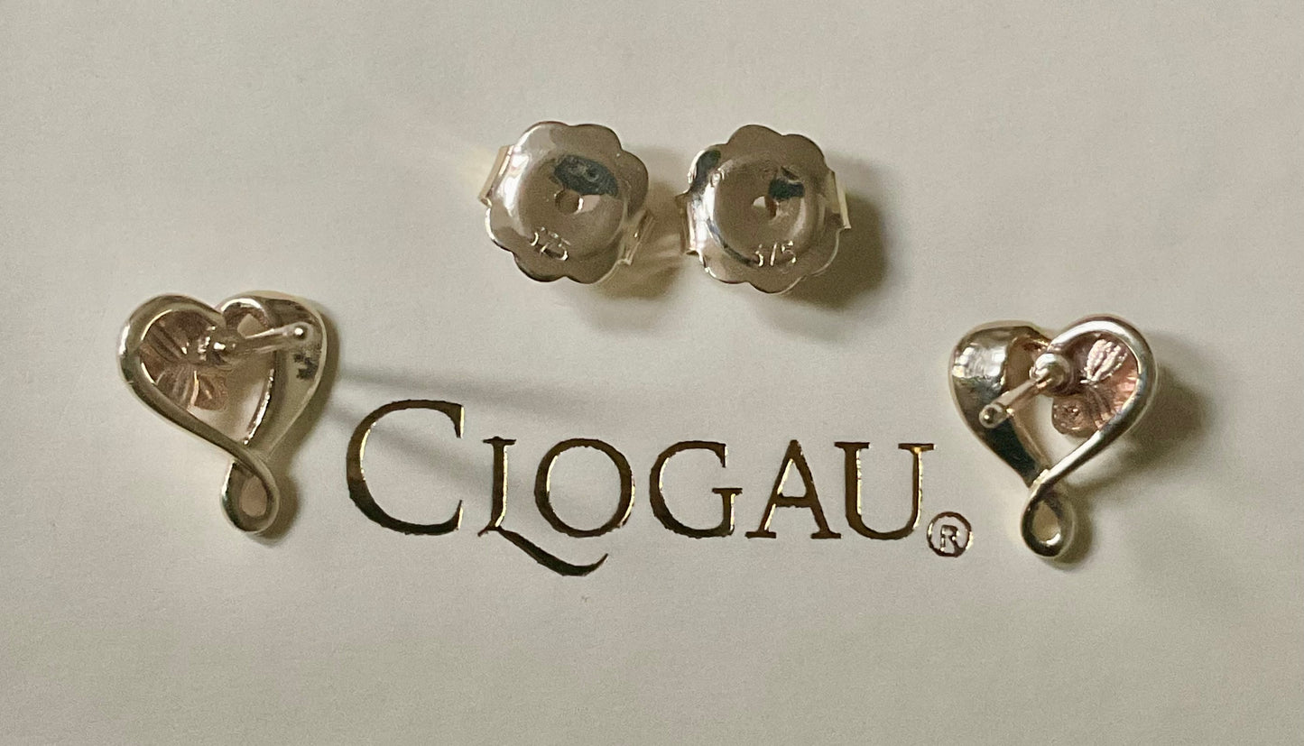 Clogau 9ct Diamond Daffodil Heart stud earrings in yellow and rose gold