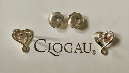 Clogau 9ct Diamond Daffodil Heart stud earrings in yellow and rose gold