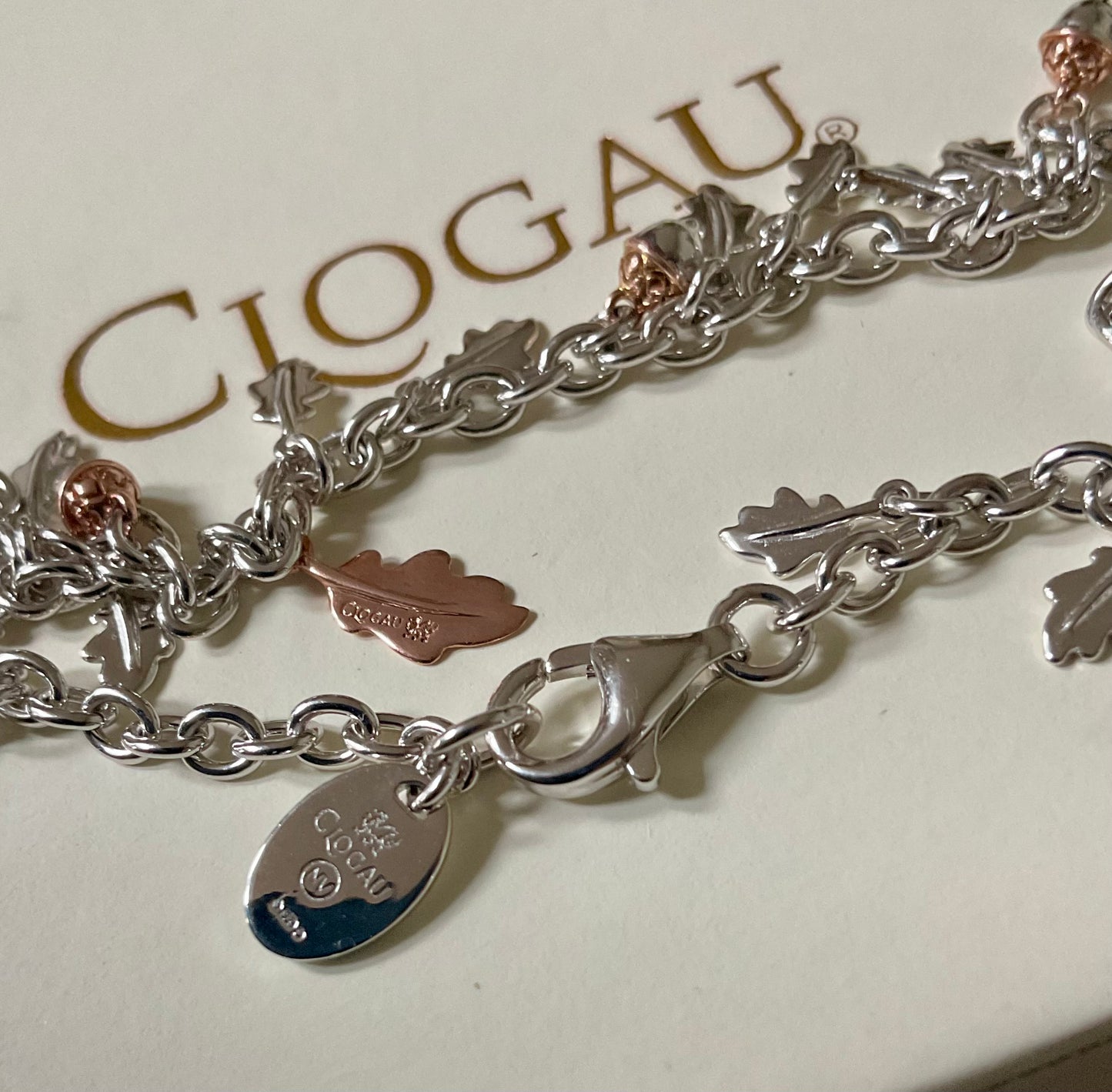 Clogau Royal Oak bracelet in silver and rose gold 18.5cm